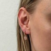 Boucles d'oreilles pendantes en argent pour femme avec fleur de rose